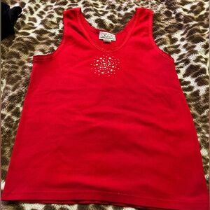 Red Tank Top with Embellishments